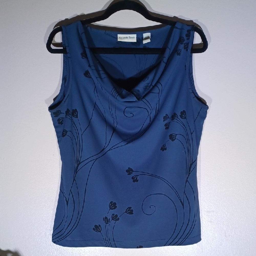 Amanda Smith Blue Floral Tank Top